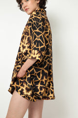 Giraffe Print Silk Pyjama Shirt (Copy)